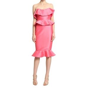 Badgley Mischka Dress Mikado Pink Strapless Cocktail Dress